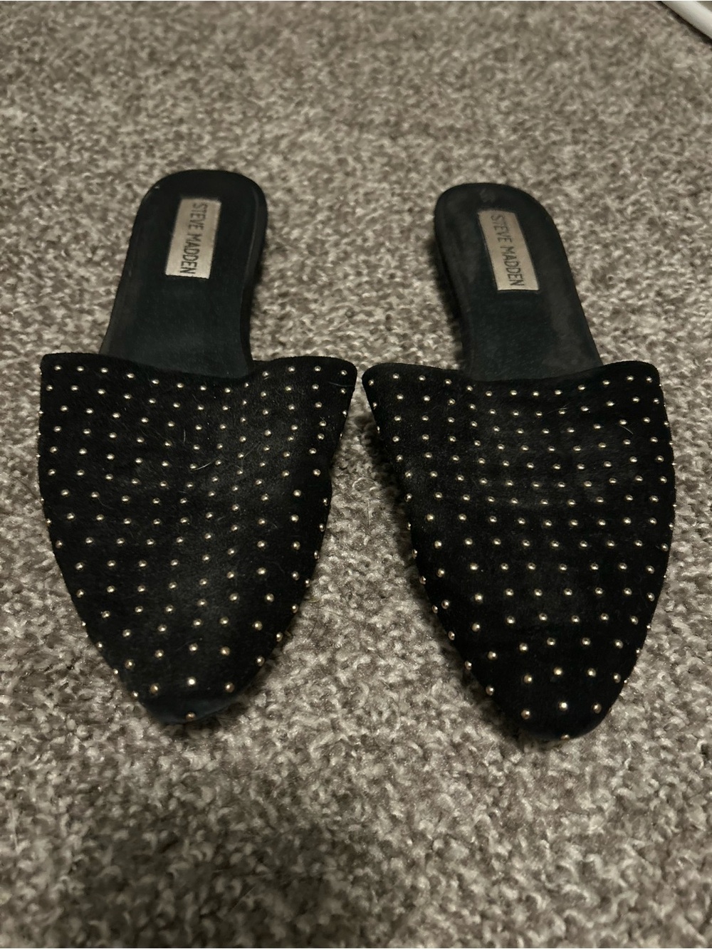 Steve Madden Black Studded Pointed Mules